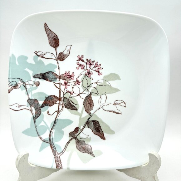 Corelle Other - Corelle Twilight Grove Set 4 Square Luncheon Plates Green Floral Leaf USA 9 In